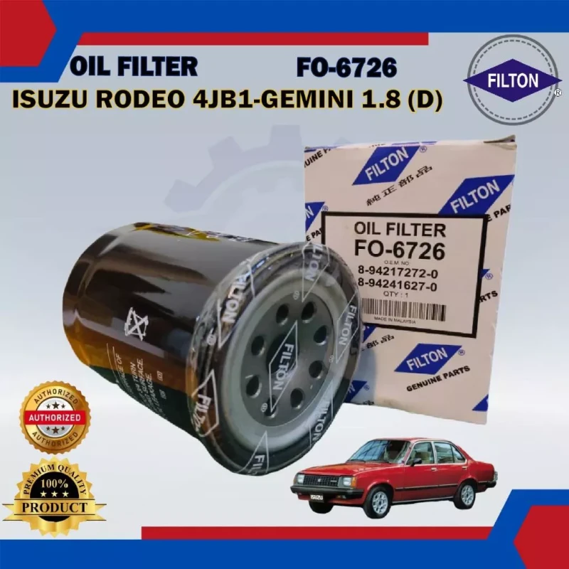Oil Filter-Isuzu Rodeo 4JB1-Gemini 1.8 (D)-NHR-Hicom 2.8-FB300-FILTON-FO-6726