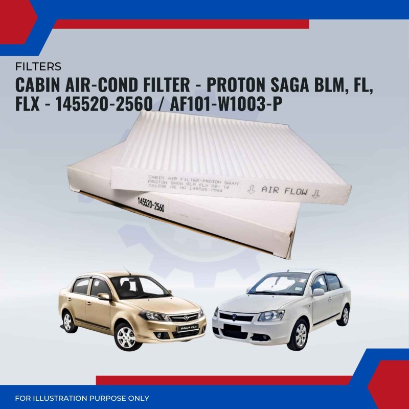 Cabin Air-Cond Filter-Proton Saga Blm-Fl-Flx-Savvy-145520-2560-AF101-W1003-P