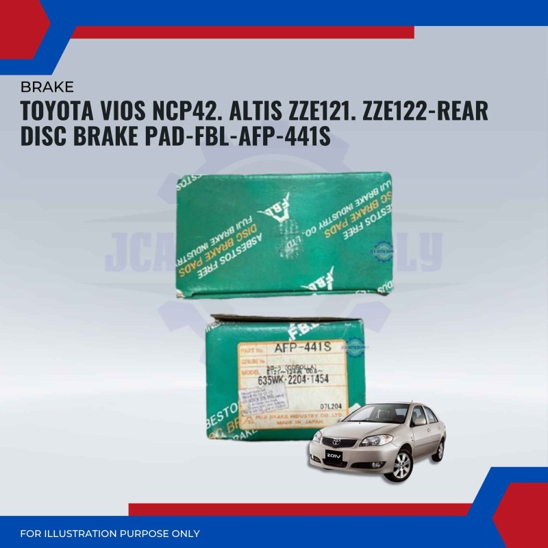 Toyota Vios NCP42. Altis ZZE121. ZZE122-Rear Disc Brake Pad-FBL-AFP-441S