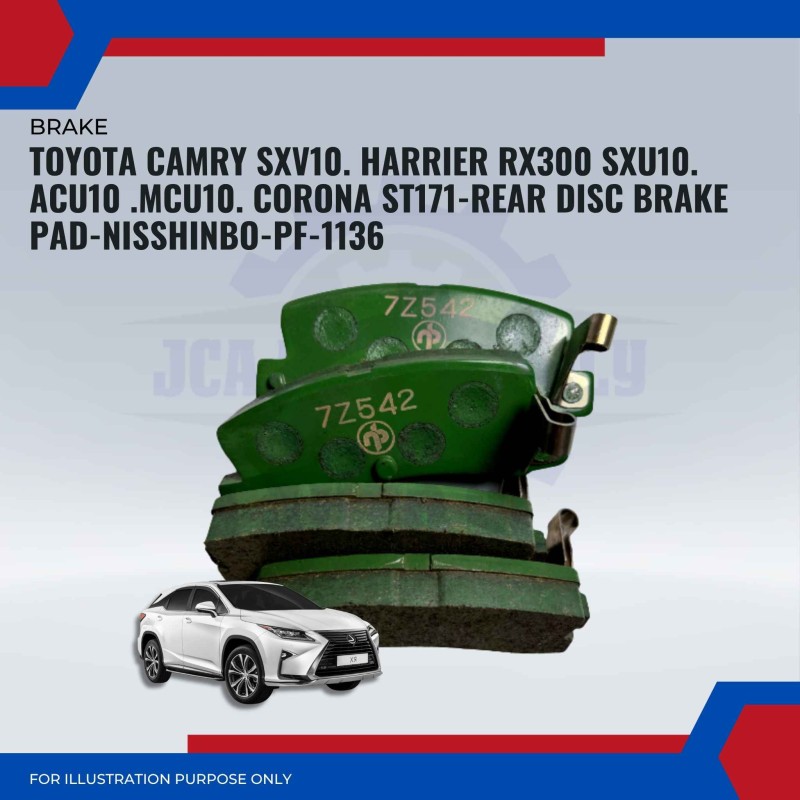 Toyota Camry SXV10. Harrier RX300 SXU10. ACU10 .MCU10. Corona ST171-Rear Disc Brake Pad-NISSHINBO-PF-1136