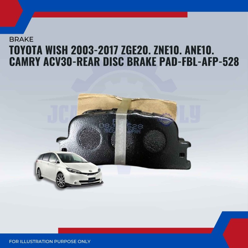 Toyota Wish 2003-2017 ZGE20. ZNE10. ANE10. Camry ACV30-Rear Disc Brake Pad-FBL-AFP-528