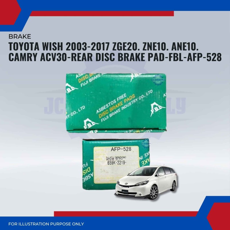 Toyota Wish 2003-2017 ZGE20. ZNE10. ANE10. Camry ACV30-Rear Disc Brake Pad-FBL-AFP-528