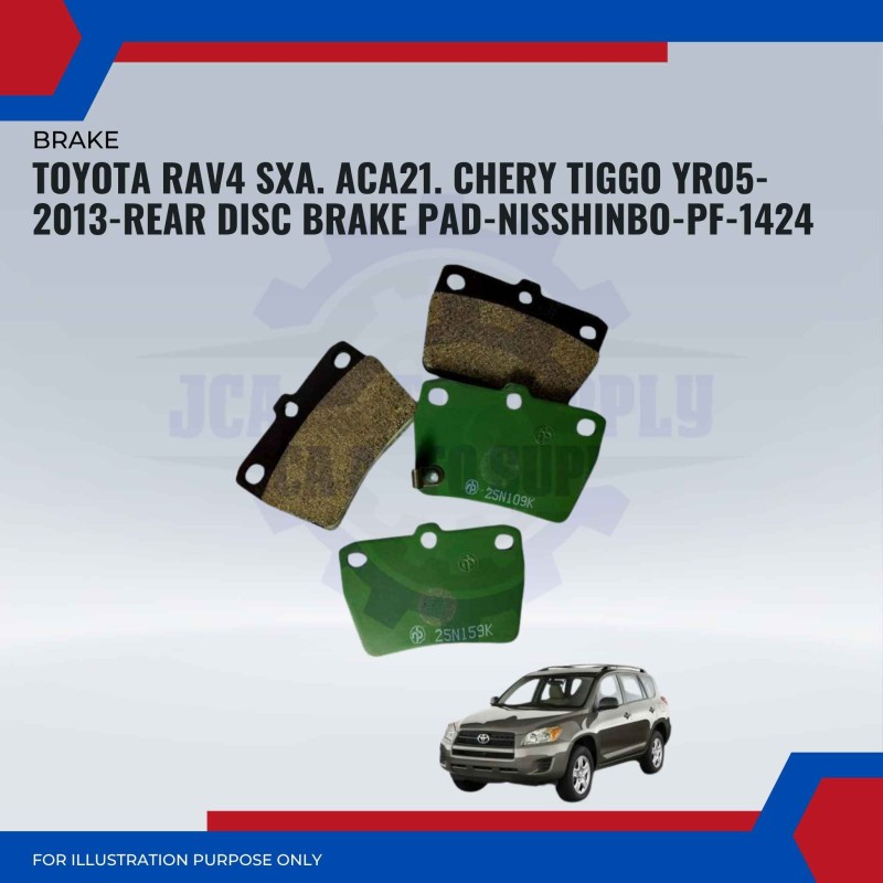 Toyota RAV4 SXA. ACA21. Chery Tiggo YR05-2013-Rear Disc Brake Pad-NISSHINBO-PF-1424