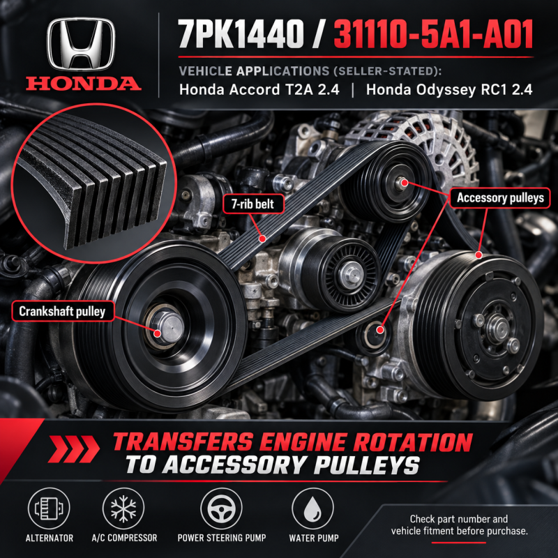 HONDA ACCORD T2A-2.4,ODC RC1-2.4 FAN BELT 7PK1440 (31110-5A1-A01)