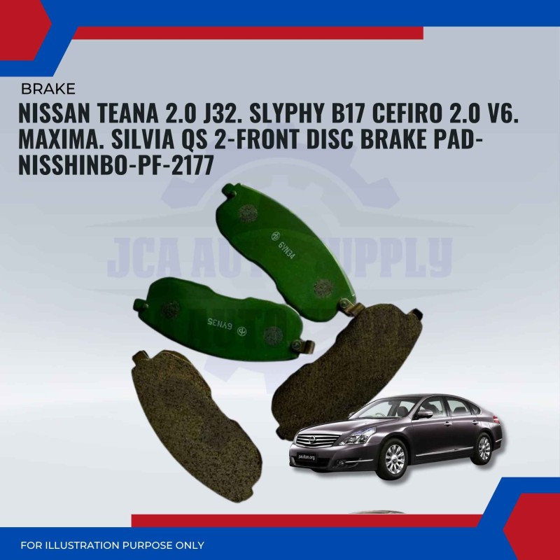 Nissan Teana 2.0 J32. Slyphy B17. Cefiro 2.0 V6. Maxima. Silvia QS 2-Front Disc Brake Pad-NISSHINBO-PF-2177