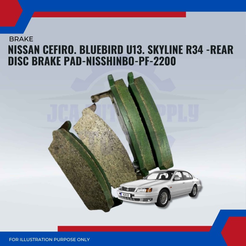 Nissan Cefiro. Bluebird U13. Skyline R34 -Rear Disc Brake Pad-NISSHINBO-PF-2200