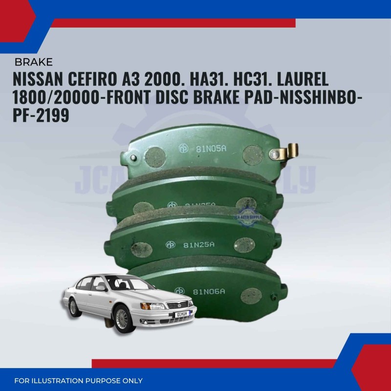 Nissan Cefiro A3 2000. HA31. HC31. Laurel 1800/20000-Front Disc Brake Pad-NISSHINBO-PF-2199