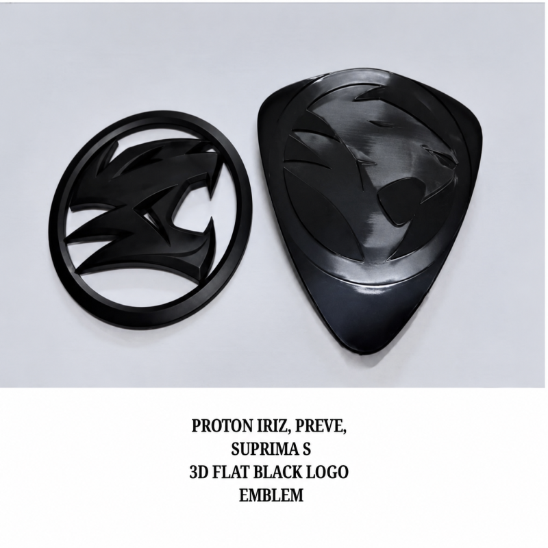 Original Proton Front & Rear Grille 3d Emblem Logo (Matte Flat Black New Design With 3m Tape