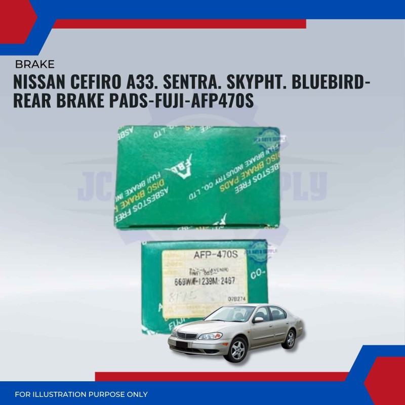 Nissan Cefiro A33. Sentra. Skypht. Bluebird-Rear Brake Pads-FUJI-AFP470S