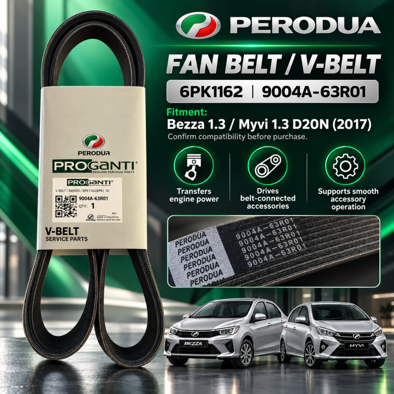 Original Perodua Bezza 1.3 / Myvi 1.3 D20N 2017 6PK1162 Fan Belt V Belt (9004A‑63R01)