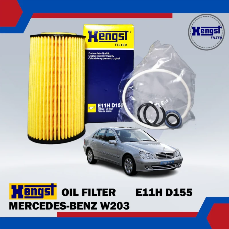Mercedes-Benz Oil Filter-Mercedes-Benz W203-W210-W211-C240-C320-E240-E280-M112-M113-M272-Hengst-E11HD155
