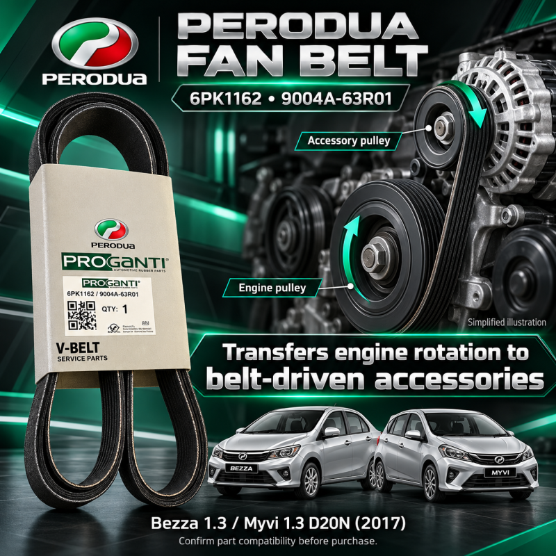 Original Perodua Bezza 1.3 / Myvi 1.3 D20N 2017 6PK1162 Fan Belt V Belt (9004A‑63R01)